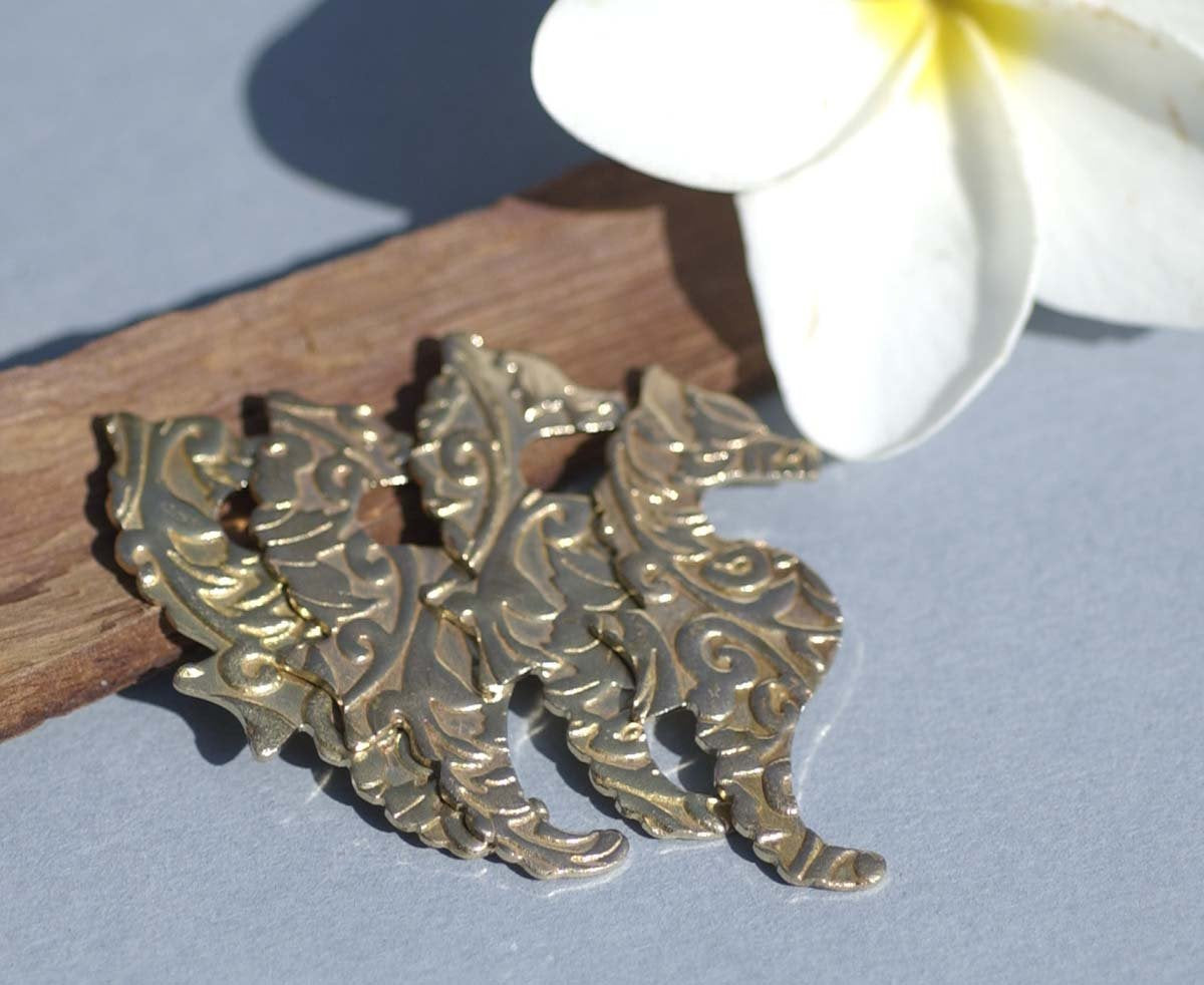 Brass Seahorse Lotus Flowers Blanks 20g Textured Metalworking Stamping Texturing Soldering Blanks