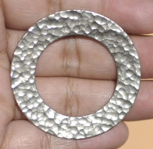 Nickel Silver Hammered Blank Donut 45mm Cutout Shape for Metalworking Soldering Stamping Blanks - 2 Pieces