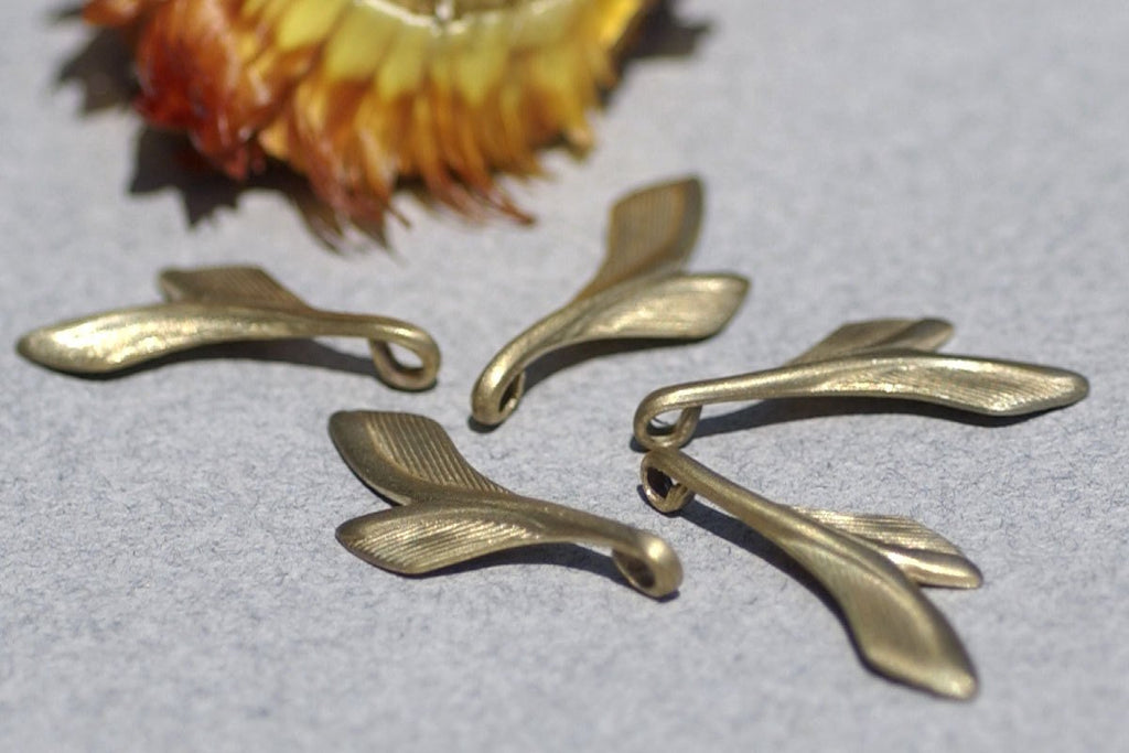 Copper Leaf Double 24mm x10mm Blank Shape with Loop for Texturing Soldering Stamping Metalworking Blanks Variety of Metals,