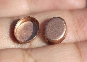 Copper Bezel Cups Oval Blanks - 28g - 6.8mm x 8.9mm Outside Dimension, 2.2mm tall for Enameling - 6 pieces