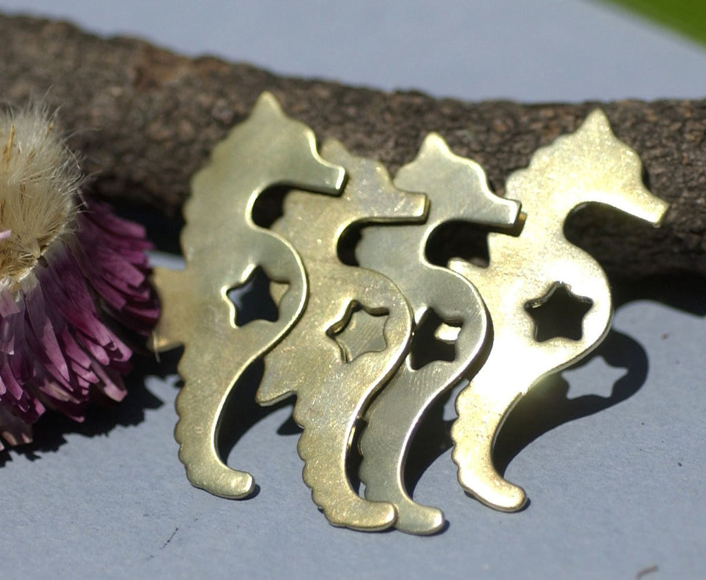 Brass or Bronze Seahorse with Star 22g Blanks Cutout for Metalworking Stamping Texturing Blank Soldering Blank