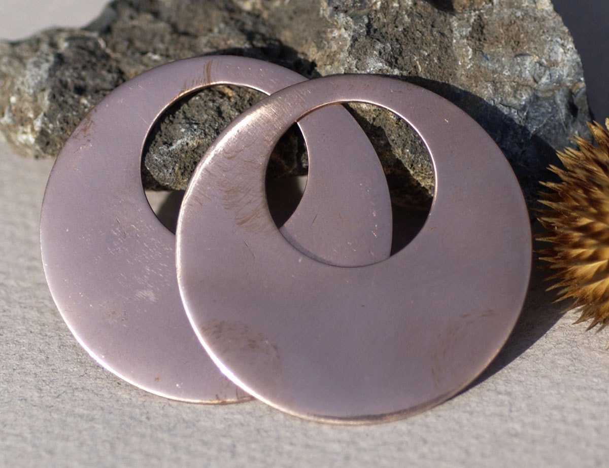 42mm Blank Hoops for Earrings or Pendant Offset Circle for Enameling Stamping Texturing, Jewelry Components - 4 Pieces