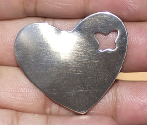 Nickel Silver Heart with Butterfly Classic Blanks 30mm x 33mm 24g Shape Cutout for Stamping Texturing Soldering Jewelry Making Blank