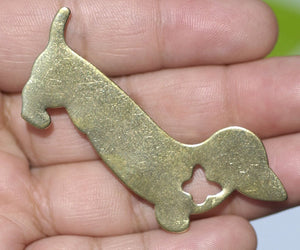 Brass or Bronze Dachshund Doxie Dog 20g Blank with Butterfly Cutout for Stamping Texturing Metalworking Blanks - 4 pieces