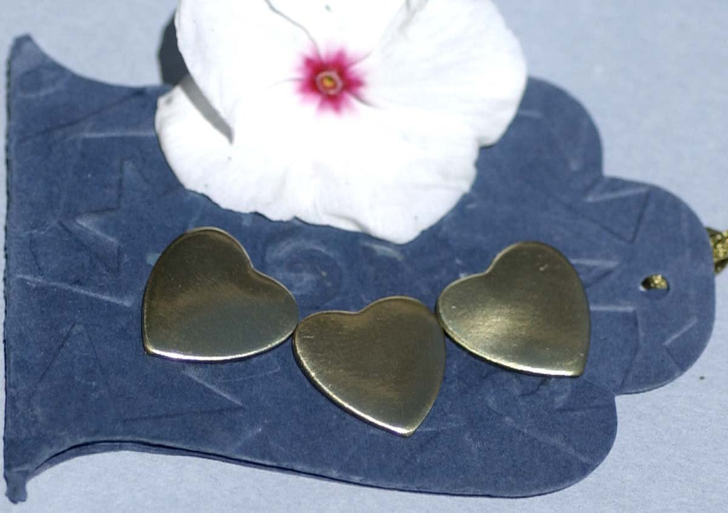 Brass Blank  Heart Tiny 15mm x 15mm 24g Cutout for Soldering Blanks Stamping Texturing - 6 pieces