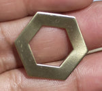 Brass Hexagon Blank 20g 20mm Washer Blanks Cutout for Stamping Texturing - 4 pieces