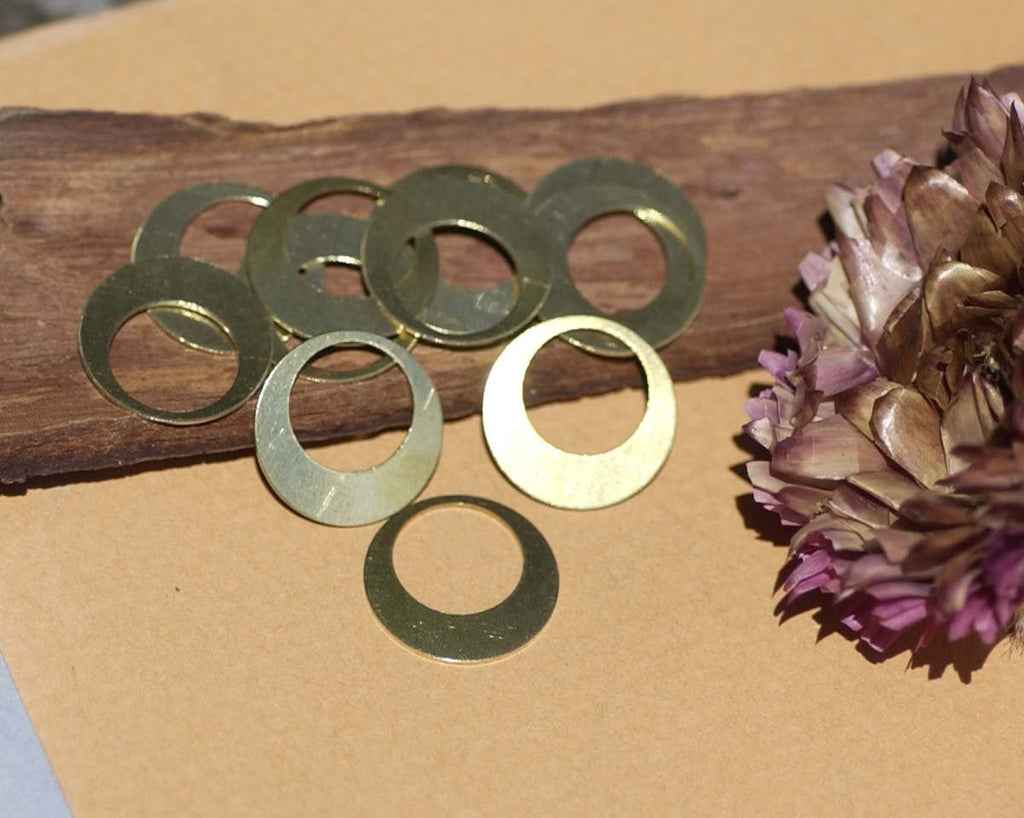 Brass Blanks Tinny Hoops 15mm for Earrings or Pendant Offset Circle with Hole for Stamping Texturing Blank