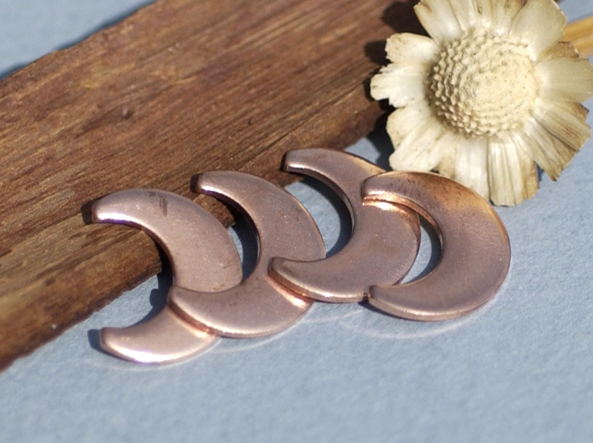 Perfect petite Moon blanks for making jewelry 16mm x 12.8mm 20g 22g 24g copper, brass, bronze, nickel silver