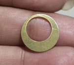 Brass Blanks Tinny Hoops 15mm for Earrings or Pendant Offset Circle with Hole for Stamping Texturing Blank