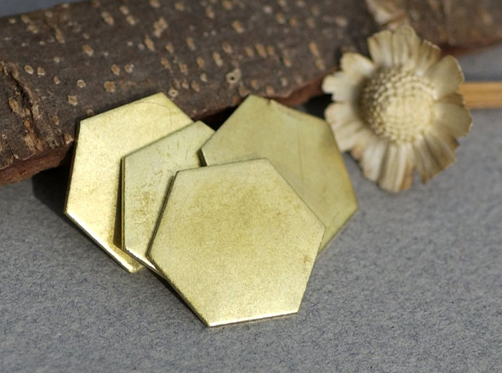 Bronze Hexagon  20g 20mm Blanks Cutout for Metalworking Stamping Texturing Blank - 4 pieces