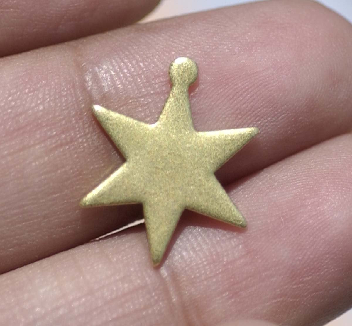 Brass Star Blank 17mm Cutout for Metalworking Stamping Texturing Blanks - 6 pieces