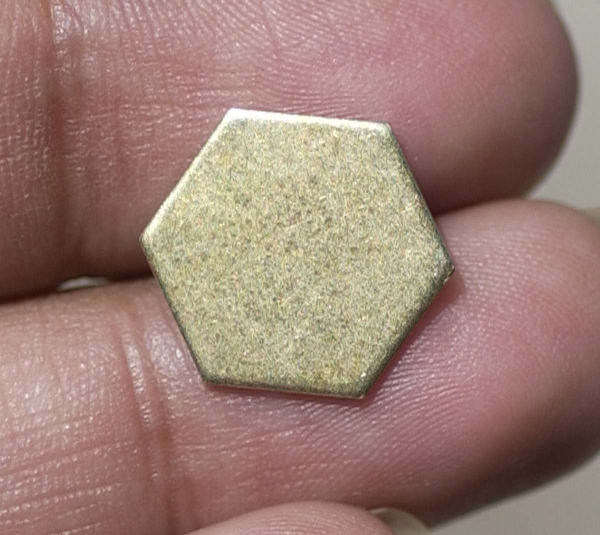 Brass Hexagon 20g 12mm Blanks Cutout for Metalworking Stamping Texturing Blanks - 6 pieces