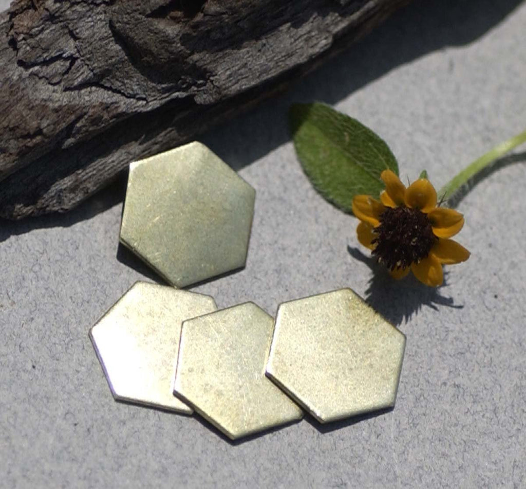 Brass Hexagon 20g 12mm Blanks Cutout for Metalworking Stamping Texturing Blanks - 6 pieces
