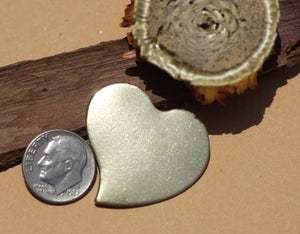 Brass Heart Sweet Whimsy 30mm x 32mm Cutout for Blanks Metalworking Stamping Texturing Blank - 4 pieces