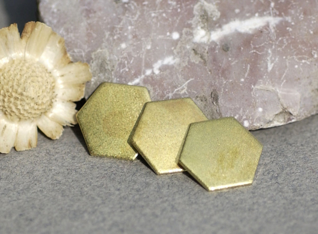Bronze Hexagon 20g 12mm Blanks Cutout for Metalworking Stamping Texturing Blank - 4 pieces