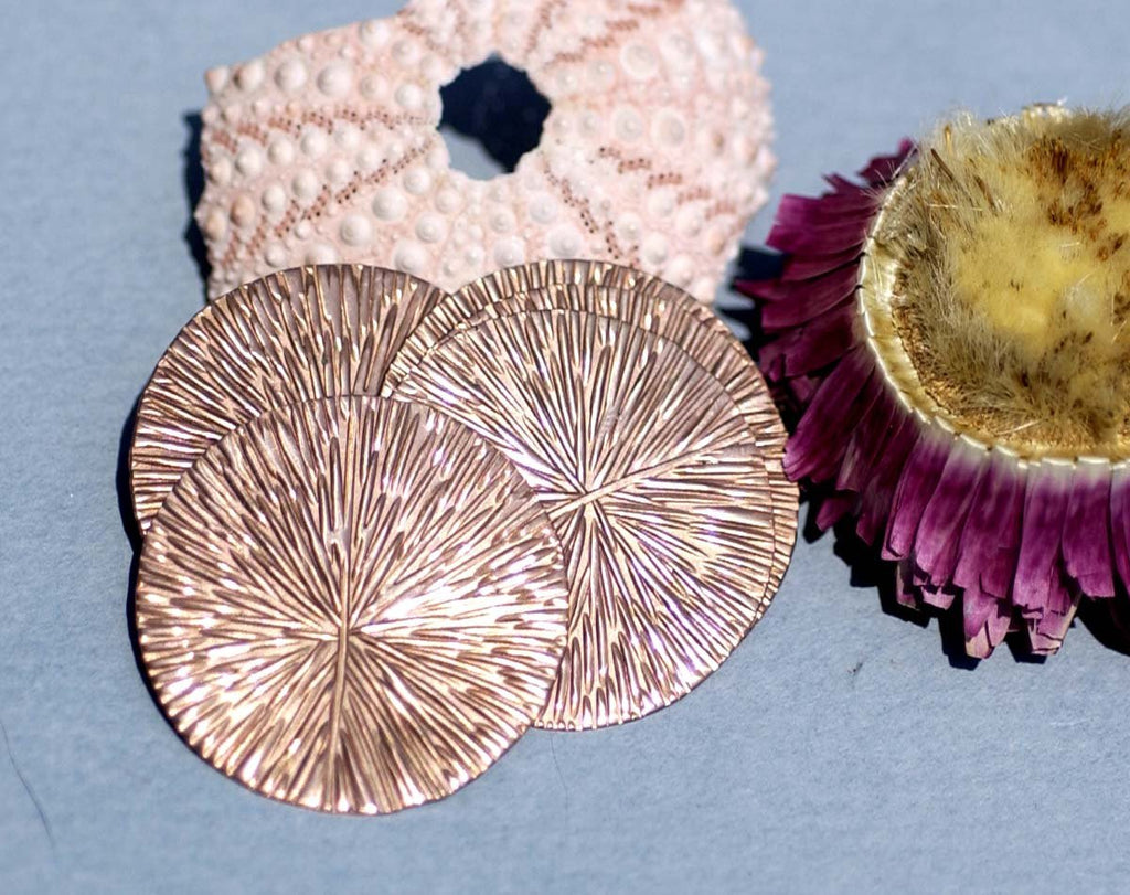 Flat Copper 30mm 24G with Texture, Enameling Soldering Stamping Charms - 4 Pieces