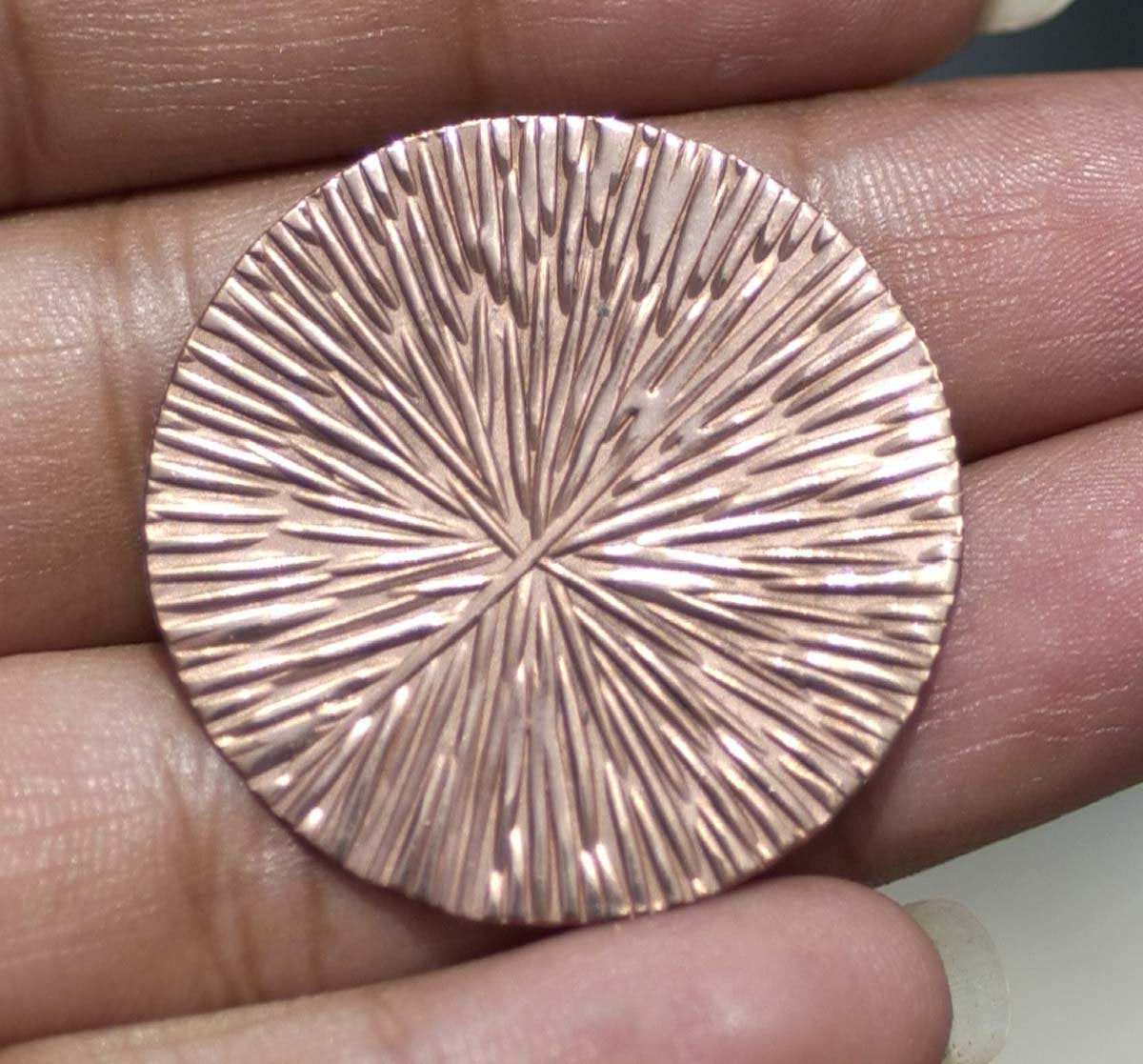 Flat Copper 30mm 24G with Texture, Enameling Soldering Stamping Charms - 4 Pieces