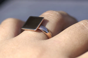 Copper Plain Ring Square Glue Pad for Gluing - Size 6 Handmade Ring Blanks, DIY Ring