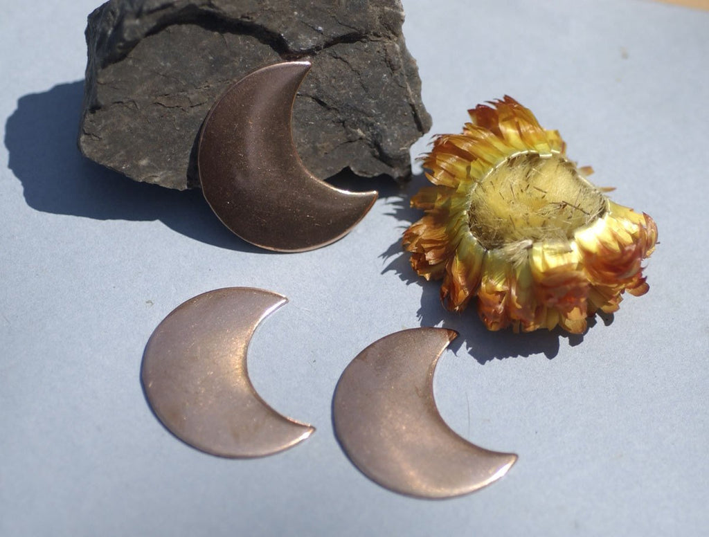 Copper Blank 29.5mm x 23mm 20g Moon Cheshire for Blanks Enameling Stamping Texturing Soldering - 4 pieces