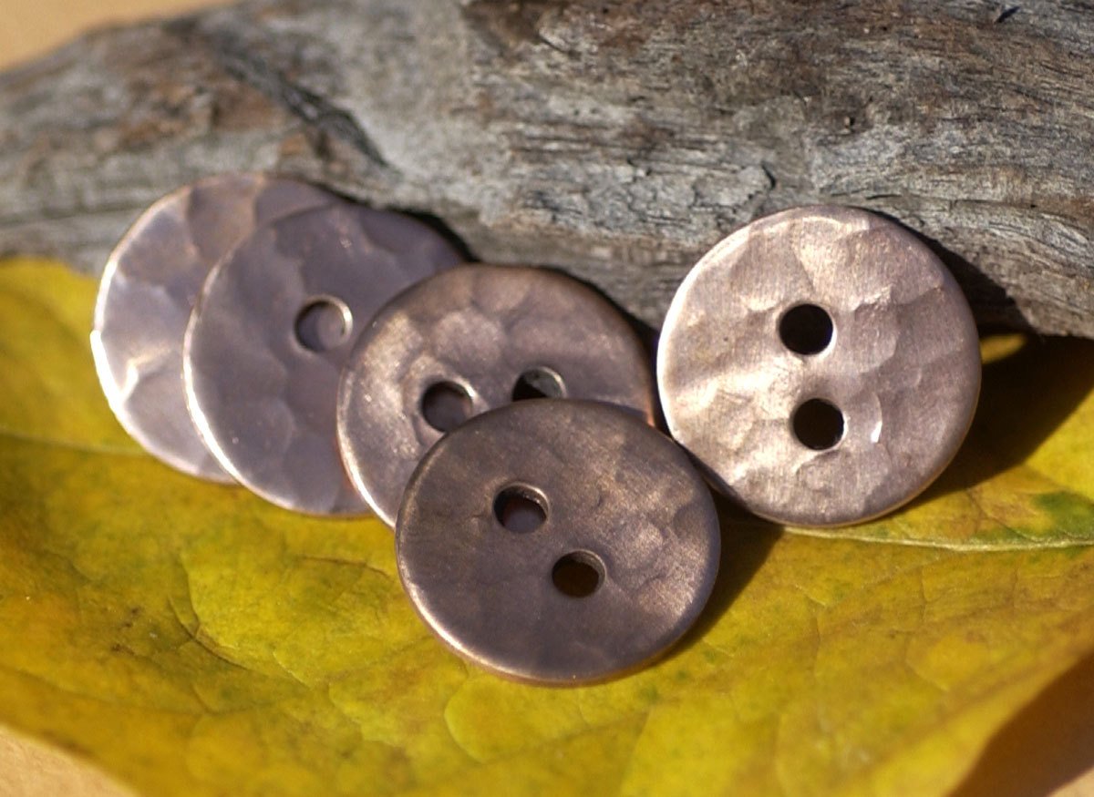 Copper 15mm Buttons Hammered with two Holes Blanks Cutout for Enameling ...