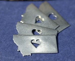 Nickel Silver Montana State with Heart Perfect Cute Blanks Cutout for Metalworking Stamping Texturing Blank