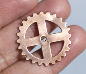 Copper or Nickel Silver 25mm 24g Gear II Cog Cutout for Blanks Enameling Stamping Texturing - 6 pieces