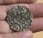 Brass or Bronze Disc with Paisley Texture 25mm 26G Metalworking Supplies - with Hole