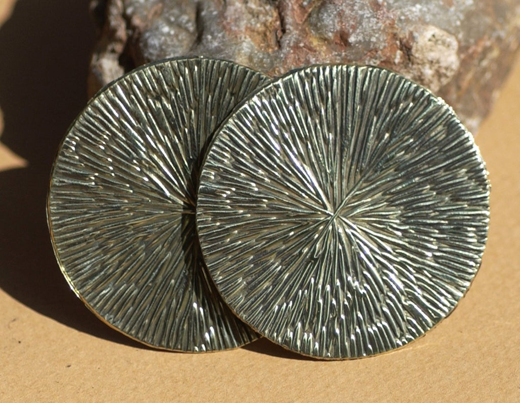 Brass or Bronze 42mm Disc Blanks Radiating Texture, Enameling Soldering Stamping Jewelry Charm - 3 Pieces