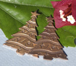 Copper or Nickel Silver Christmas Tree Blank - Metalworking Supply, Enameling Blank - 2 pieces