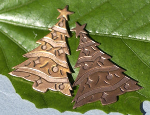 Copper or Nickel Silver Christmas Tree Blank - Metalworking Supply, Enameling Blank - 2 pieces