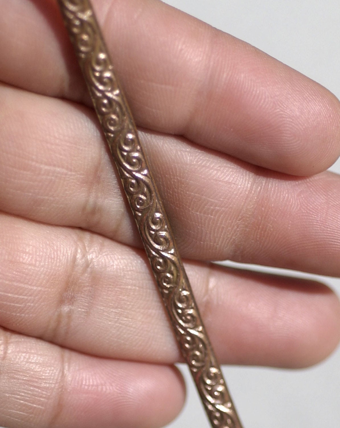 Copper Ring Stock Shank 4.5mm Flourish Textured Metal Cane Strip - Ring Bezel Wire