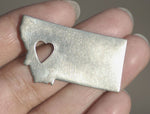 Nickel Silver  Montana with Heart Blanks Metalworking Stamping Texturing 100% Nickel Silver Blank