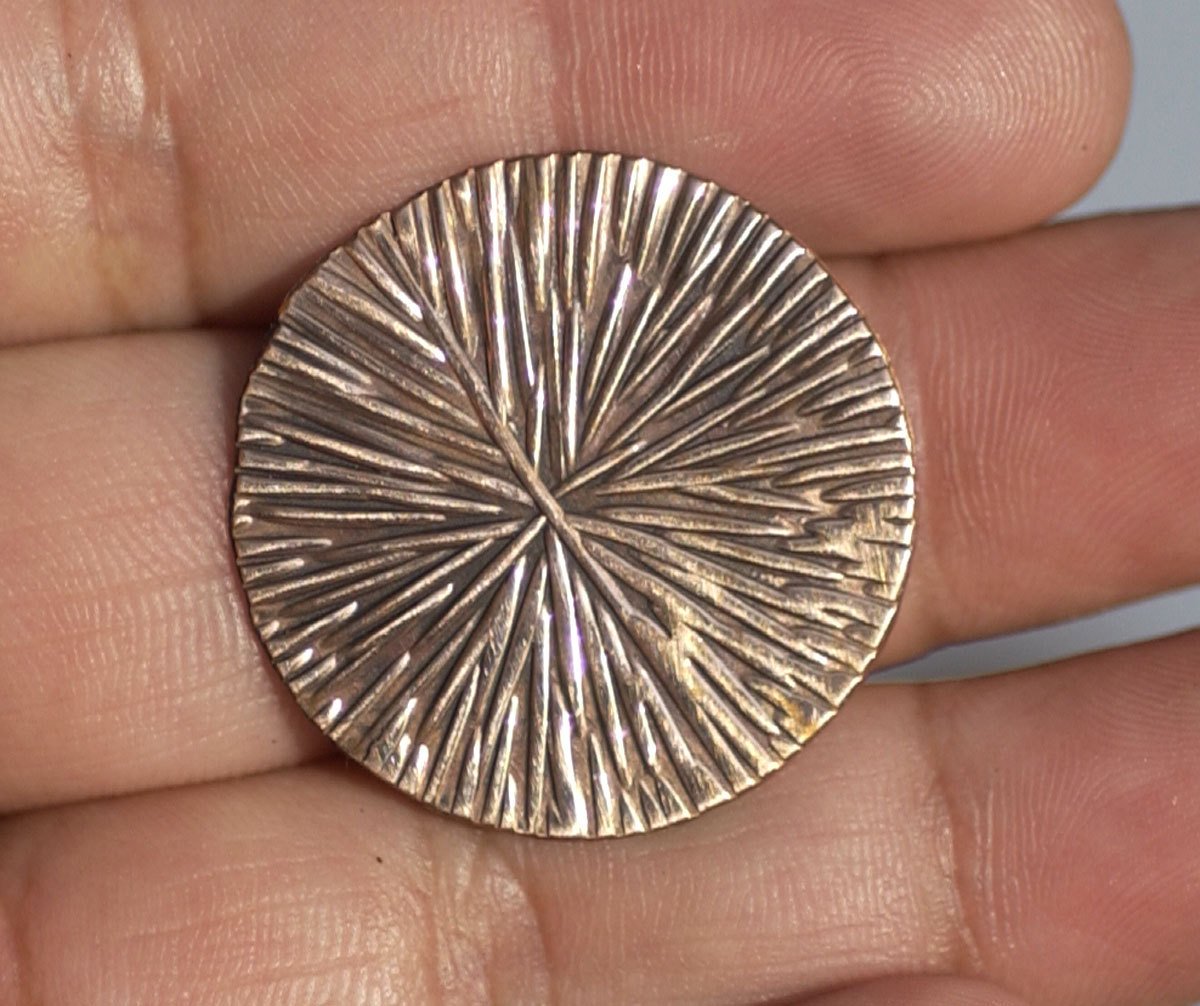 Copper with Pattern Disc 25mm 24G Disc Enameling Soldering Stamping Texturing Blanks -  Jewelry Supplies - 4 Pieces