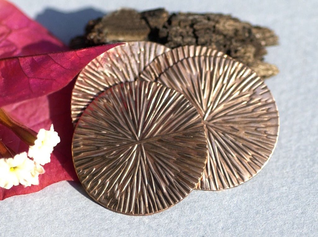 Copper with Pattern Disc 25mm 24G Disc Enameling Soldering Stamping Texturing Blanks -  Jewelry Supplies - 4 Pieces