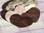 Copper Blank Heart Squatty 35mm x 24mm Shape Cutout for Enameling Stamping Texturing Blanks - 6 pieces