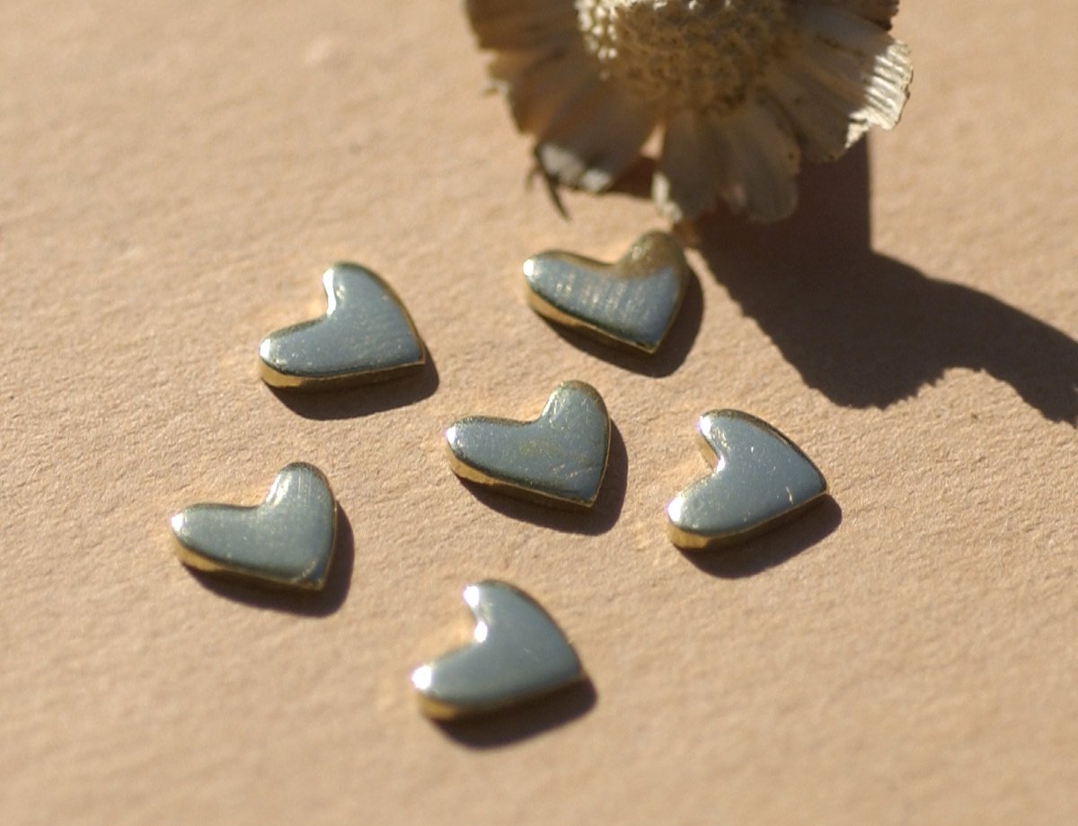 Brass Tiny Lopsided Heart 7mm x 6mm 20g Metal Blanks Shape Form for Enameling Stamping Texturing Blank  6 pieces