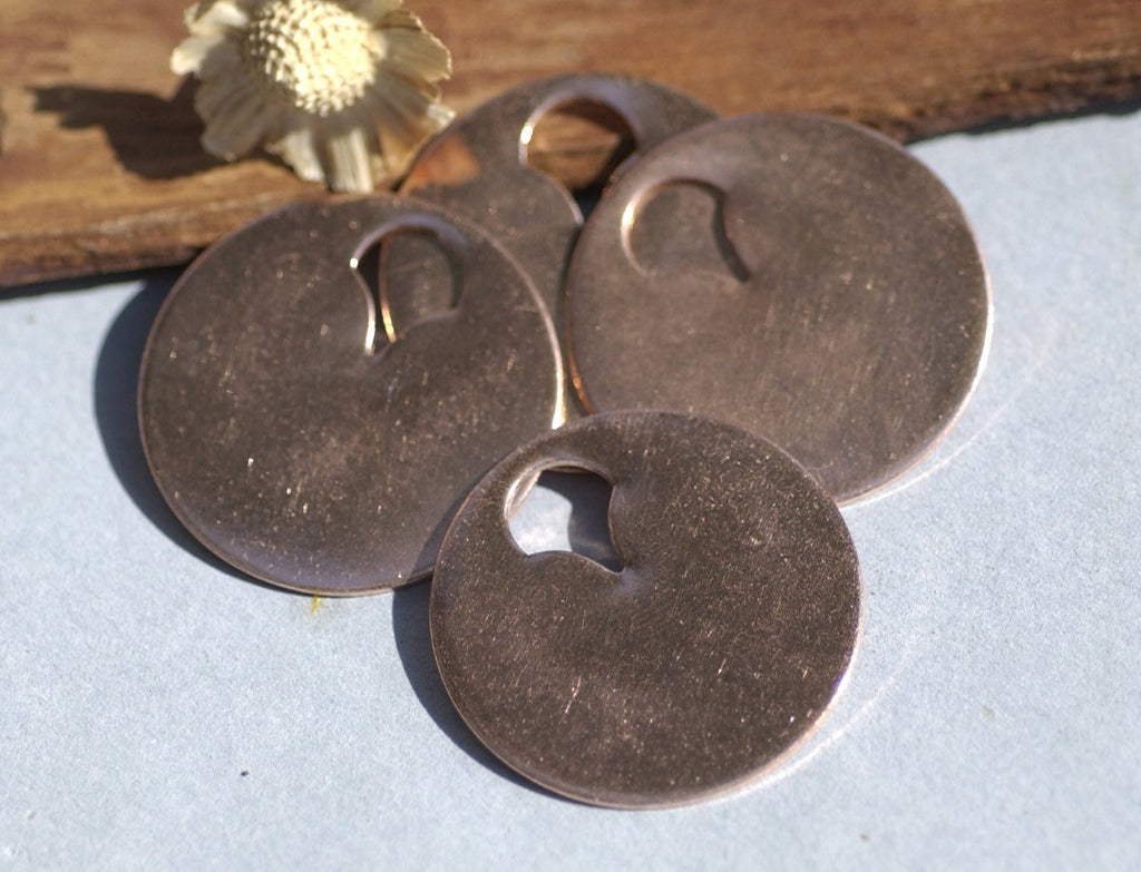 Copper Tag Disc Blank 20G 30mm Cutout, Enameling Stamping Texturing Blanks - 4 Pieces