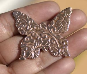Copper Butterfly Louts Flower Textured Cutout for Blanks Enameling Stamping Texturing - 2 pieces