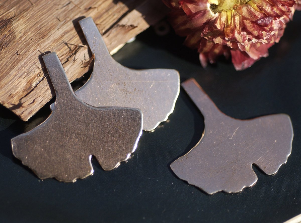 Copper Blank Ginkgo Biloba Leaf - Leaves - Fall Greenery   30mm x 28mm 20g Cutout for Enameling Stamping Texturing Blanks