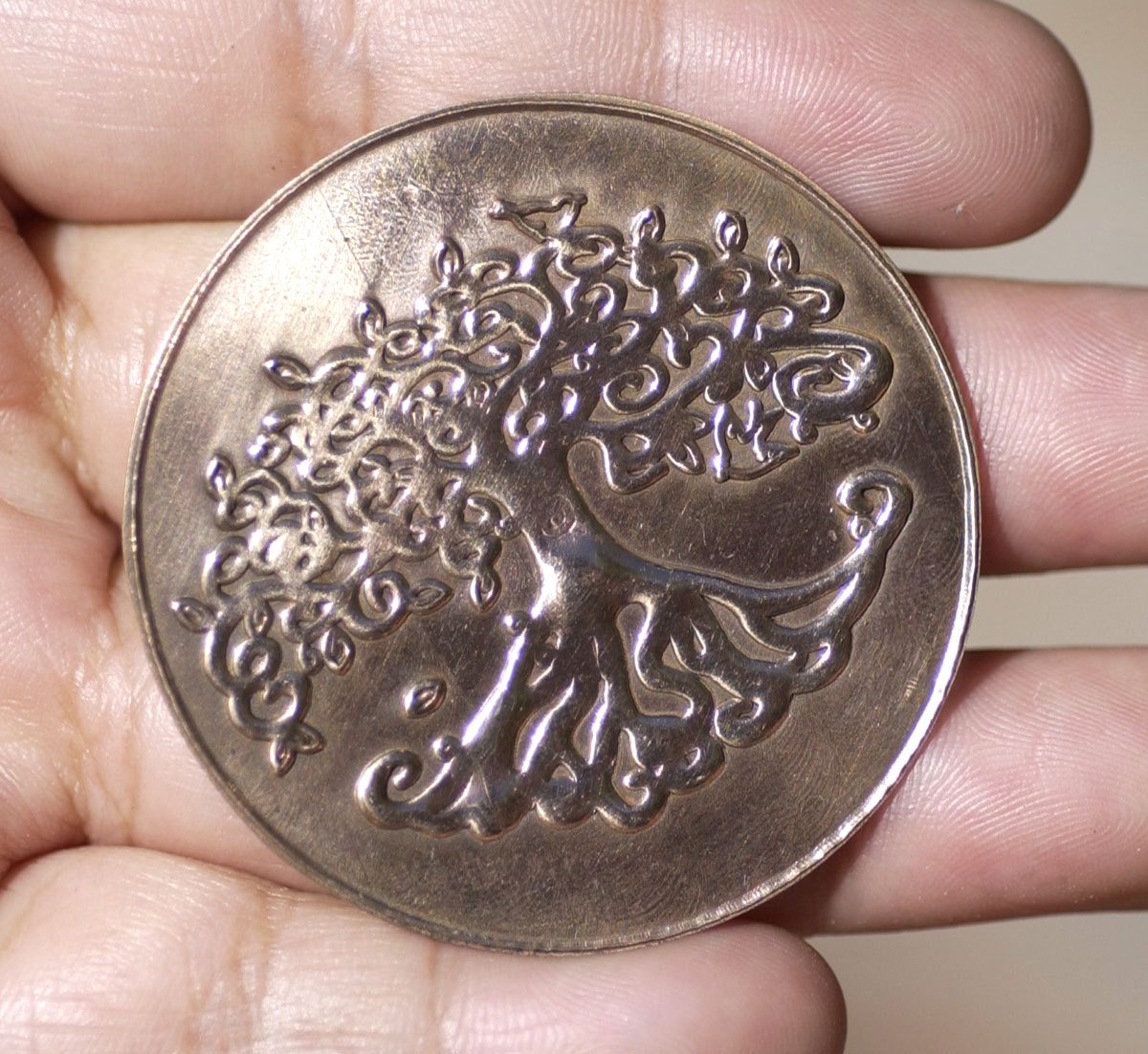 Tree of Life Disc Blank 42mm Enameling Soldering Stamping Pendant Blank, Supplies - 2 Pieces