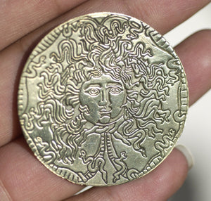 Classic Medusa 40mm Disc Blank, Enameling Soldering Stamping Texturing Jewelry Charm - 2 Pieces