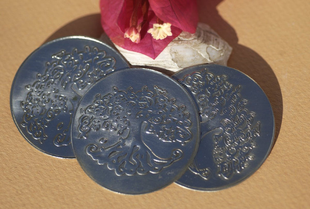 Nickel Silver Tree of Life 42mm Disc Blank, Jewelry Pendant Blank, Metal Stamp - 2 Pieces