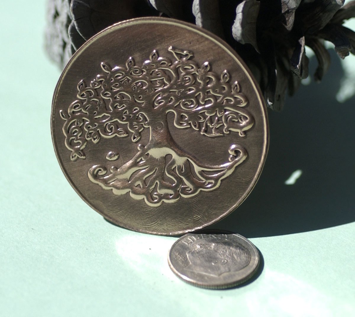 Tree of Life Disc Blank 42mm Enameling Soldering Stamping Pendant Blank, Supplies - 2 Pieces