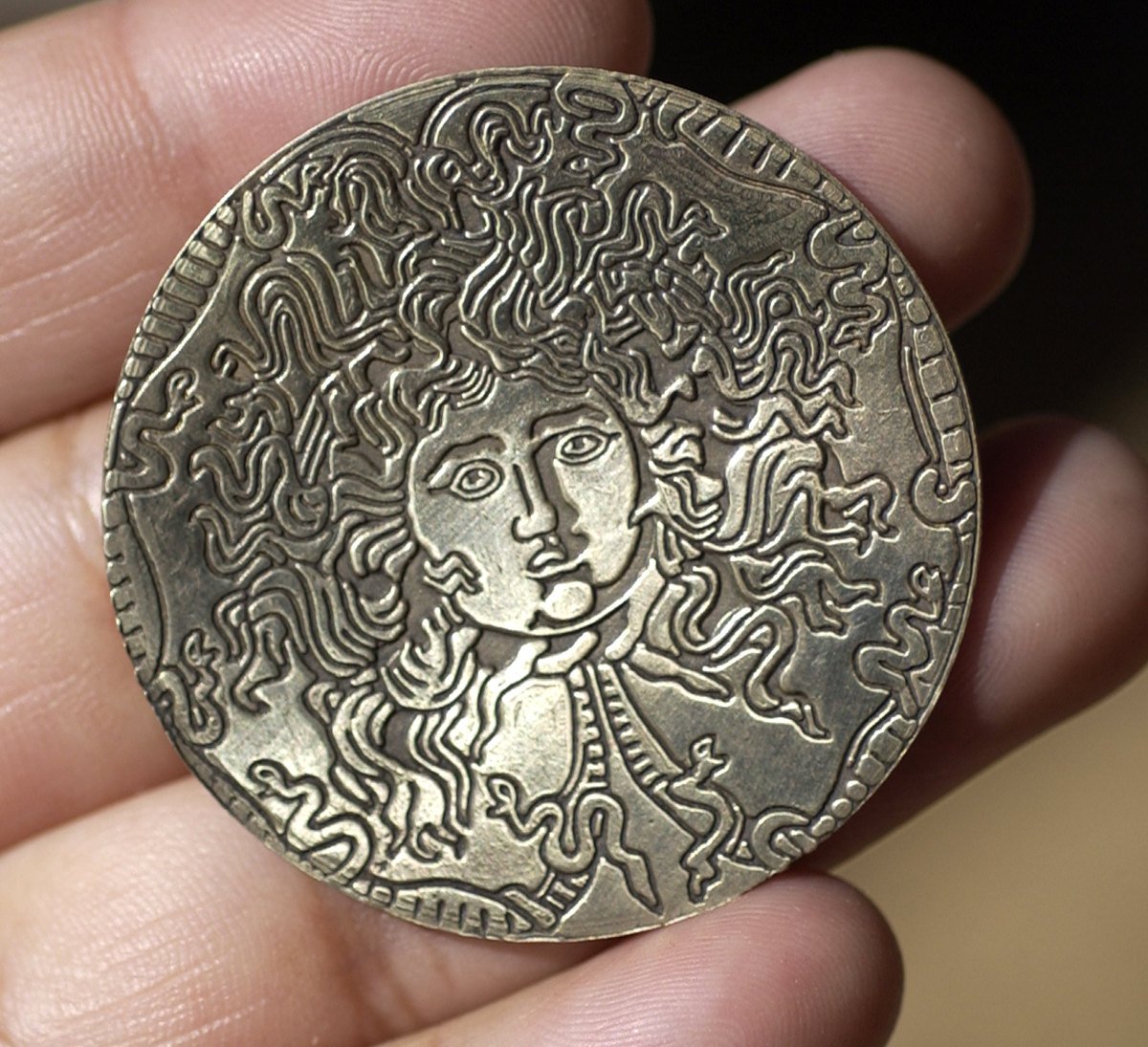 Classic Medusa 40mm Disc Blank, Enameling Soldering Stamping Texturing Jewelry Charm - 2 Pieces