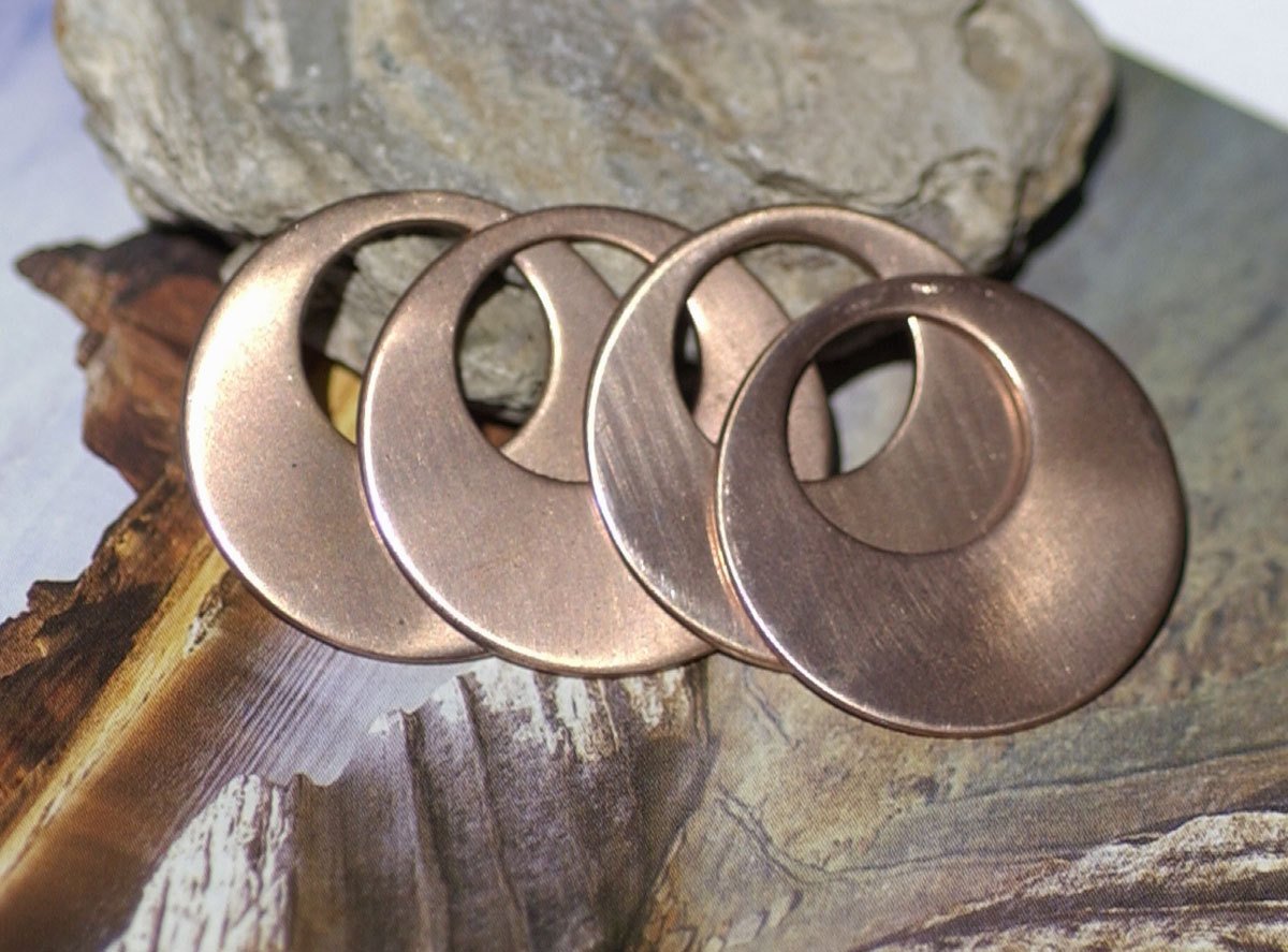 Copper 25mm Blanks Hoops 20G for Earrings or Pendant Offset Circle for Enameling Stamping Texturing, Jewelry Supplies - 4 Pieces