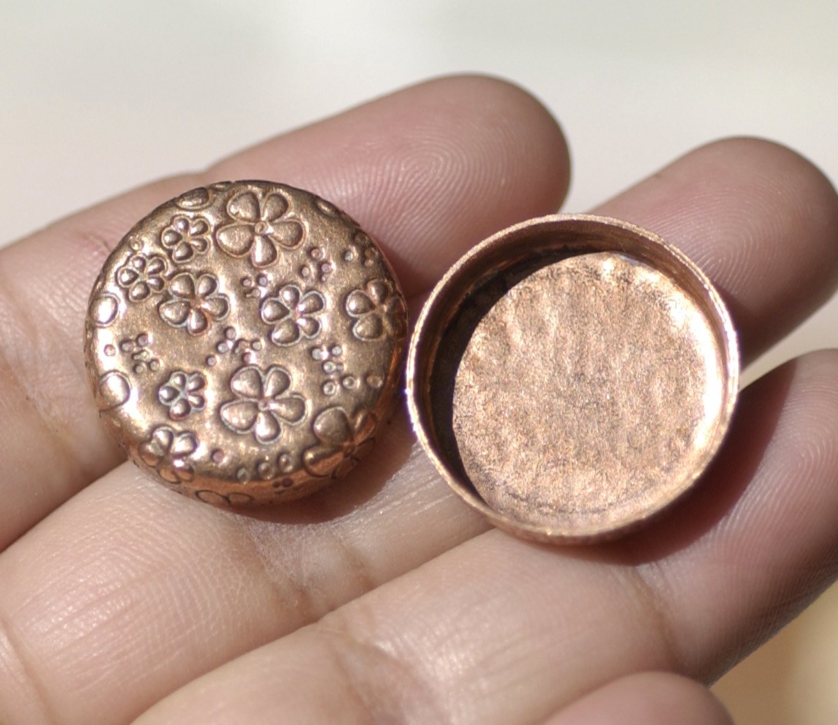 Textured Copper Bezel Cups 26g 21mm Round Blanks Cutout for Enameling Metalworking Charms Jewelry Making