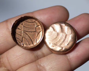 Textured Copper Bezel Cups 24g 21mm Round Blanks Cutout for Enameling Blanks -2 pieces