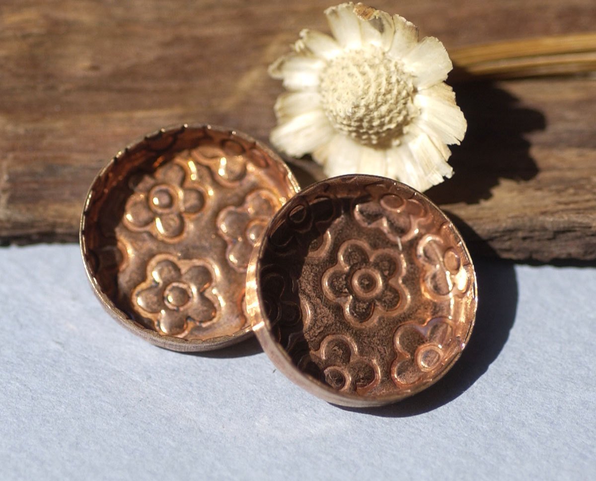 Textured Copper Bezel Cups 24g 21mm Round Blanks Cutout for Enameling Metalworking Charms Jewelry Making