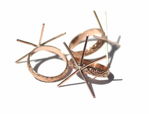 Copper Flourish Handmade Claw Ring Setting 100% Copper For Natural Stones or Whatever - Size6