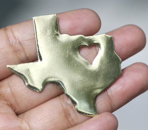 Texas State with Heart Perfect Cute Blanks Cutout for Metalworking Stamping Texturing Blank Variety of Metals - 4 pieces